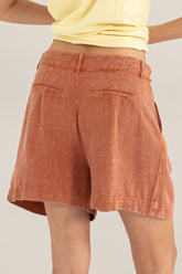 HYFVE High Waist Pleated Linen Shorts OutfitFlow